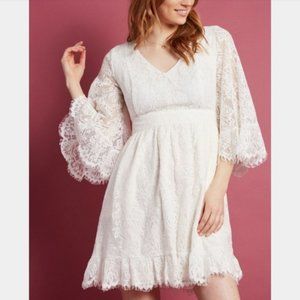 ModCloth Through the Bluebells cream lace dress